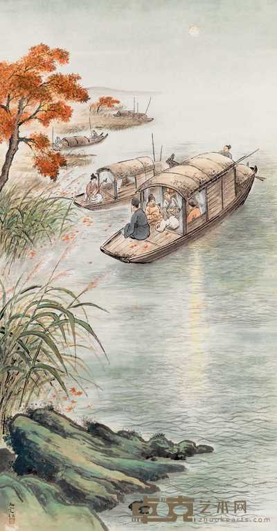 方人定 江边吟唱 立轴 146×76cm